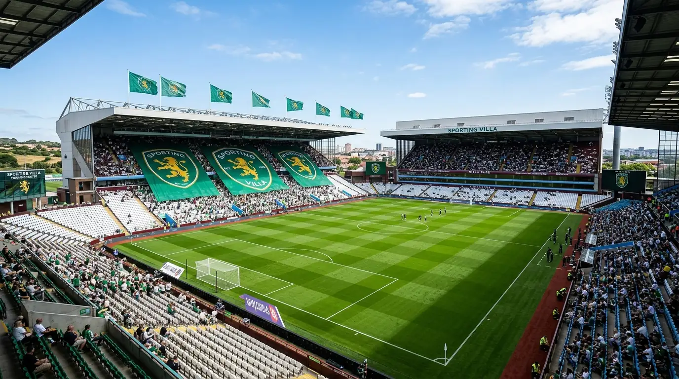 Imagem ilustrativa de um campo de futebol; não comprova instalação própria do Sporting Villa